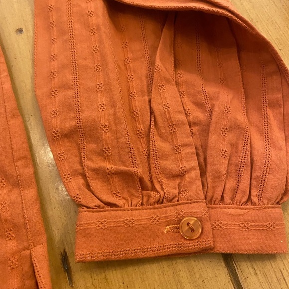 Lost + Wander Women’s Burnt Orange Button-Up Feminine Cotton Blouse New size M - Picture 7 of 11